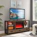 Electric Fireplace TV Stand with Sync Colorful LED Lights, Entertainment Center Media TV Console Table for TVs Up to 70", Brown