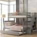 Wooden Bunk Bed with Full Length Guardrail, Space Saving Design, Twin Over Full Bunk Bed with Trundle & Storage Staircase