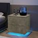 Modern Style Nightstand with LED Strip Lights and 2 Drawers