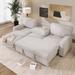 Modern Beige Sectional Sofa w/ Pull-Out Bed Storage Chaise for Livingroom Recliner Sofa w/ Storage Space, USB Port, Cup Holders