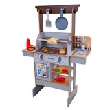 KidKraft Spin & Reveal Wooden Grill & Play Kitchen with Water-Reveal Food & 21 Accessories