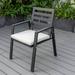 LeisureMod Chelsea Modern Patio Dining Armchair in Black Aluminum with Removable Cushions for Patio and Backyard Garden Beige