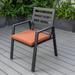 LeisureMod Chelsea Modern Patio Dining Armchair in Black Aluminum with Removable Cushions for Patio and Backyard Garden Orange