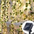 Solar Ivy String Lights Artificial Maple Leaf String Lights 5m 50 LED Fairy Lights Garland Wreath Hanging Plant Greenery for Wall Party Wedding Room Home Kitchen Indoor Outdoor Decor