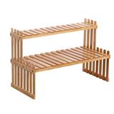 Meterk Countertop Bamboo Plant Shelf Bamboo Flower Pot Stand Balcony Flower Rack Cabinet Organizer Multi-Function DIY Desktop Storage Rack for Living Room Bedroom Kids Room