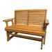 Innovaze 4 Foot Solid Fir Wood Patio Glider with High Roll Back and Deep Contoured Seat Brown