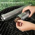 Riguas Smoke Tube Round/Hexagon Reusable Food Grade Perforated Mesh High Capacity Smoke Generator Stainless Steel BBQ Smoke Mesh Tube Barbecue Tools for Outdoor Camping