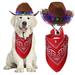 Yirtree 1 Set Dog Cowboy Hat And Bandana Set Adjustable Cute Festive Classic Pet Costume with Lights for Party