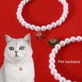 Yirtree Cat Necklace Eye-catching Attractive Exquisite Elegant Flower Pendant Pet Cat Fake Pearl Necklace Pet Supply