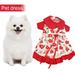 Yirtree Sweet Chihuahua Dog Dress with Hairclip Red Doll Collar Floral Print Ruffled Hem Summer Pet Bowknot Wedding Dress for Small Medium Doggie Cat Girl