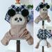 Yirtree Pet Jumpsuit Lapel Collar Soft Comfortable Cartoon Panda Pattern Pet Dog Plaid Romper Pet Costume