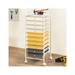 BULYAXIA 10-Tier Drawer Storage Cart Tools Scrapbook Paper Organizer Space Saving Cart with 4 Wheels and Inter Locker System Suitable for Cosmetics File (Yellow+Grey+White)