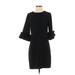 Club Monaco Casual Dress - Sheath Crew Neck Long sleeves: Black Print Dresses - Women's Size 0