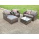 Fimous PE Rattan Garden Furniture Set Adjustable Chair Sofa Double Love Seat 2 Seater Sofa Square Coffee Table With Big Footstool