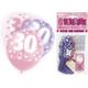 6 Pink 30th Glitz Latex Balloons