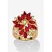 Women's Red Crystal 18K Gold-Plated Flower Cocktail Ring by J. Renee in Red (Size 6)