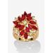 Women's Red Crystal 18K Gold-Plated Flower Cocktail Ring by J. Renee in Red (Size 7)