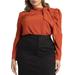 Plus Size Women's Drape Front Blouse by ELOQUII in Burnt Orange (Size 22)