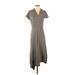 Zero + Maria Cornejo Casual Dress - Midi V Neck Short sleeves: Gray Dresses - Women's Size 4