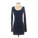 Club Monaco Casual Dress - Bodycon Scoop Neck Long sleeves: Blue Solid Dresses - Women's Size Small