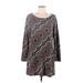 Aryeh Casual Dress - Mini Scoop Neck Long sleeves: Gray Dresses - Women's Size Large