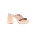 BP. Mule/Clog: Slide Platform Casual Tan Print Shoes - Women's Size 7 1/2 - Open Toe