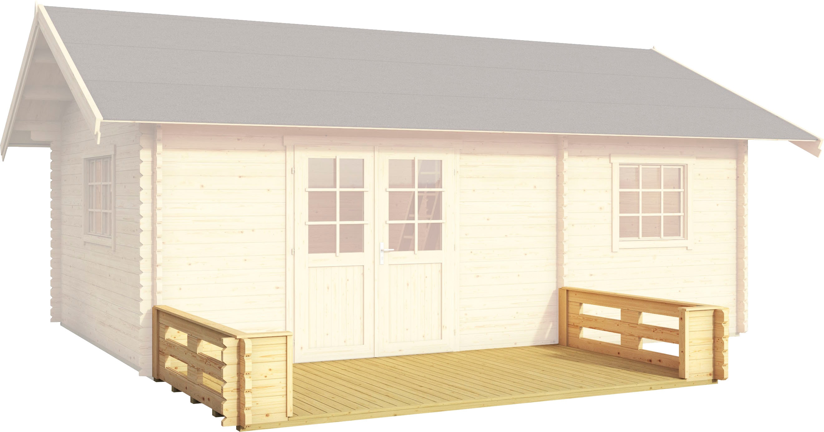 Terrasse LASITA MAJA "CAROLINE", beige (naturbelassen), B:365 H:57 T:200, Holzwerkstoff, Gartenhaus-Terrassen, inkl. Fußbodenbretter zum Verlegen Image