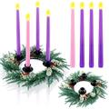 Unittype Set of 5 Christmas Advent Wreath with Candles Advent Candle Holder Wreath Decor Christmas Advent Candles for Home Church School Advent Fireplace Christmas Centerpiece Table Decor (Fancy)