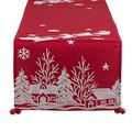 DII Embroidered Christmas Tabletop Collection Table Runner, 14x108, Santa's Sleigh