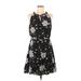 Cupcakes & Cashmere Casual Dress - A-Line High Neck Sleeveless: Black Floral Dresses - Women's Size Medium