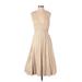 Alice + Olivia Casual Dress - Party V-Neck Sleeveless: Gold Solid Dresses - Women's Size 0
