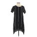 Astr Casual Dress - Shift Crew Neck Short sleeves: Black Stripes Dresses - Women's Size Small