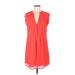 H&M Casual Dress - A-Line V Neck Short sleeves: Red Solid Dresses - Women's Size 8