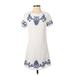 Lulus Casual Dress - A-Line Crew Neck Short sleeves: White Print Dresses - Women's Size X-Small