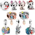 Fit Original Pandora Charms Bracelet Girl Enamel Disney Lilo & Stitch Beads DIY Jewelry For Women