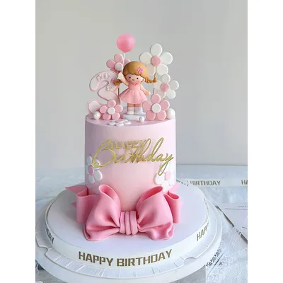 New Princess Happy Birthday Cake Decoration Party Girl Beauty Flower Cake Toppers for One Year Old