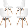4Pcs/Set Dining Chair Nordic Style Office Chair Plastic Kitchen Coffee Chair Desk Wooden Legs for