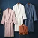 Autumn New Women 100% Cotton Kimono Bath Robe Bridesmaid Robes Femme Sexy Waffle Bathrobe Dressing