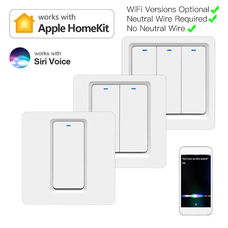 Für Apple Homekit Smart Light Switch Panel Schalter Fernbedienung Wand schalter 1/Gang Smart Home Wifi Switch funktioniert mit Siri Image
