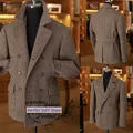 Anzug Jacke Herren Gürtel Mantel Hering Knochen Zweireiher Vintage braun Tweed Herrenmode Anzug