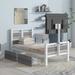 Twin Size Metal Platform Bed with Two Drawers and Rotatable TV Stand