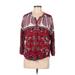 Lucky Brand Long Sleeve Blouse: Red Floral Tops - Women's Size Medium