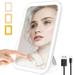 LED Makeup Mirror with Touch Screen Kickstand 3 Colors Dimmable Cosmetic Travel Mirror with Light Portable Vanity Mirror Rechargeable USB Makeup Mirror LED Cosmetic Mirror for Travel Desk Girls