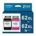 LinkDocs 62XL Replacement HP 62XL 62 Ink Cartridge to use with Envy 5540 5640 5660 7644 7645 OfficeJet 5740 8040 OfficeJet 200 250 Series Printer (1 Black 1 Tri-Color 2-Pack)