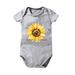 Girl Clothes Cartoon Sunflower Print Short Sleeved Crawl 0-24 Months Outfits for Girls