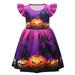 Tosmy Toddler Kids Girl Clothes Fly Sleeves Cartoon Pumpkins Print Custome Princess Dress Kids Party Dress