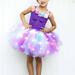 Virmaxy Girl s Dress Spring Toddler Baby Girl Colourful Mesh Princess Dress Flower With Lights Embellished Halter Dresses Purple 3T