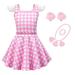 Tosmy Girl Clothes Pink Dress Birthday Party With Accessories Set Kids Party Dress