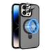 Dteck for iPhone 15 Case with Magnetic Invisible Stand & Metal Glass Camera Lens Protector Compatible with MagSafe Military Drop Protection Shockproof Translucent Matte Cover Ring Holder Black