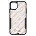 DistinctInk Case for iPhone 15 PLUS (6.7 Screen) - OtterBox Commuter Custom Black Case - Rainbow Diagonal Stripes Pattern